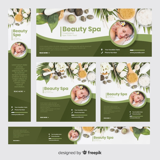 Spa banner collection with photo