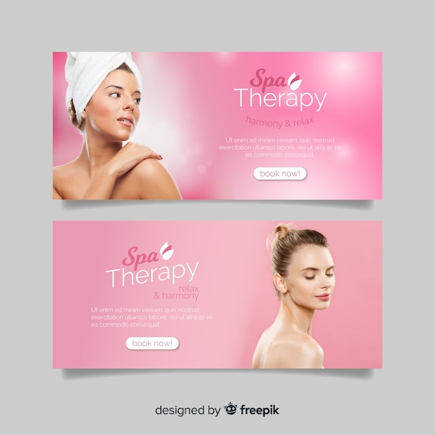 Free Vector spa banner collection with photo