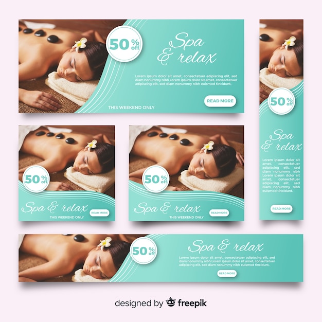 Free Vector spa banner collection with photo