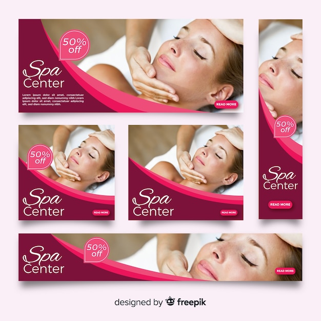 Free Vector spa banner collection with photo