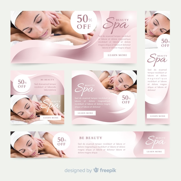 Free Vector spa banner collection with photo