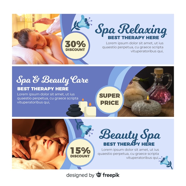 Free Vector spa banner collection with photo