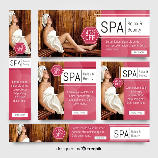 Free Vector spa banner collection with photo