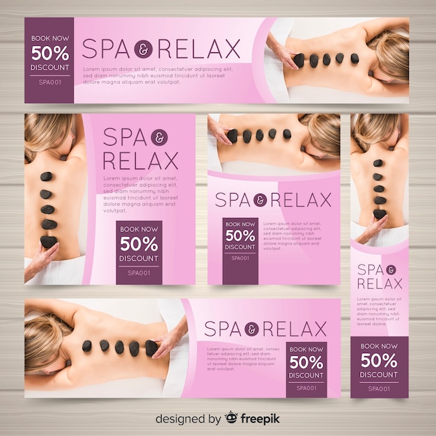 Free Vector spa banners collection with photo