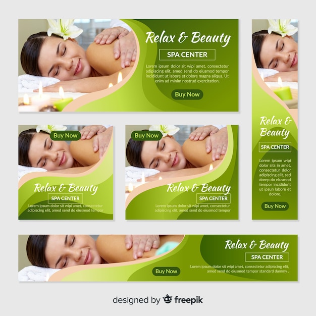 Free Vector spa banners collection with photo