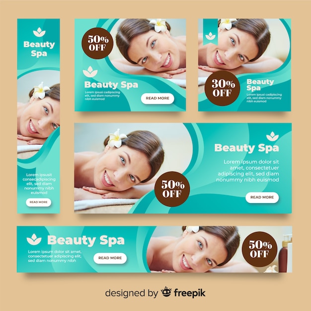 Free Vector spa banners collection with photo