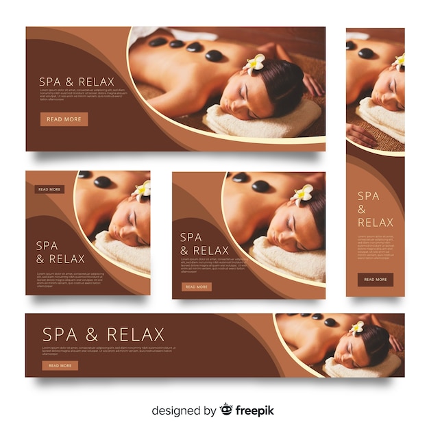 Free Vector spa banners collection with photo