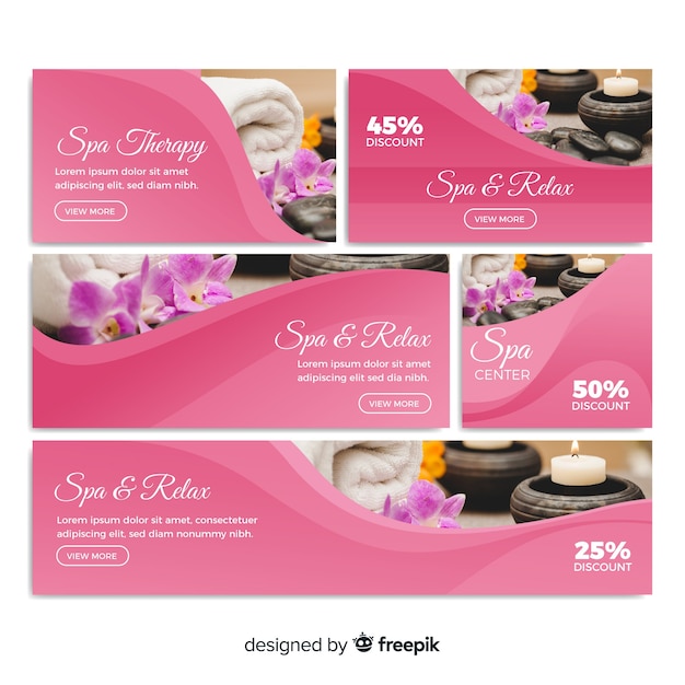 Free Vector spa banners collection with photo