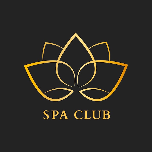 Spa club flower logo template, gold modern design vector