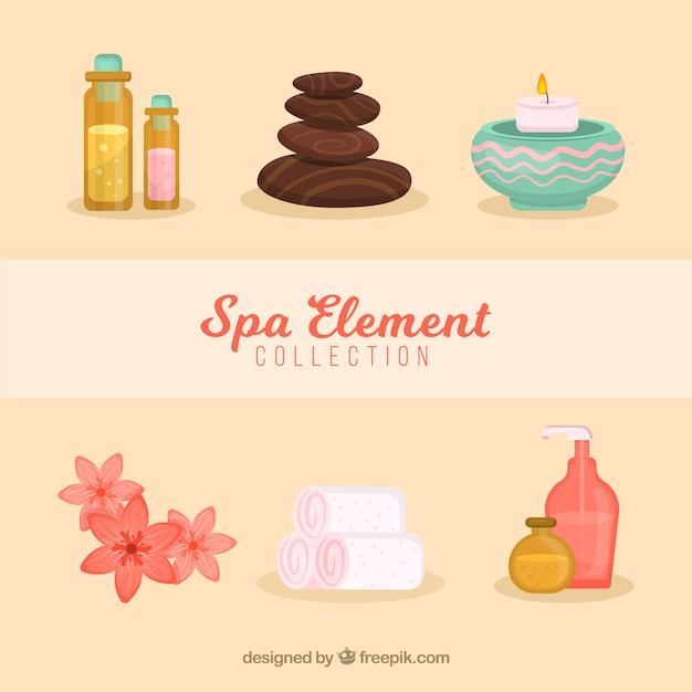 Spa element collection in flat design