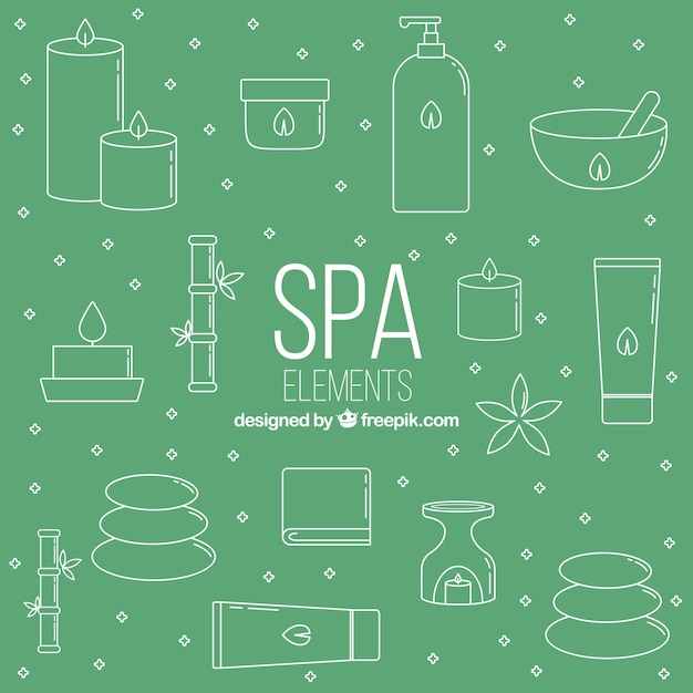 Spa element collection in flat design