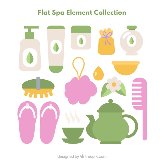 Spa element collection in flat design