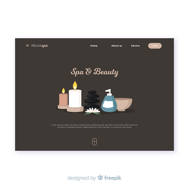 Spa landing page template with beauty products