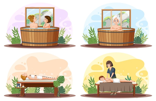 Free Vector spa and sauna self care elements collection