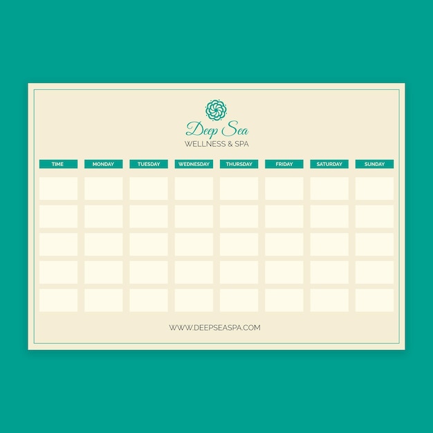 Spa schedule template design