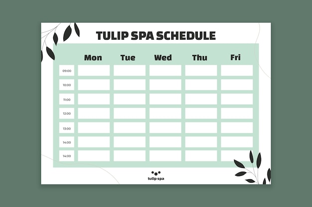 Free vector spa schedule template design