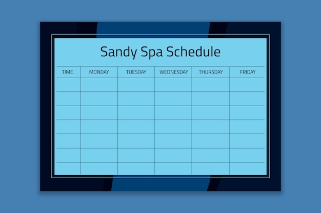 Free vector spa schedule template design