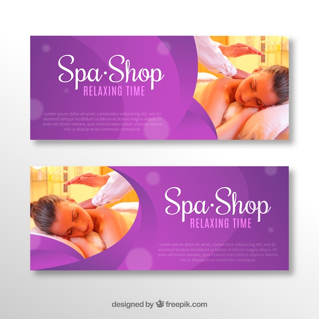 Free Vector spa shop banners with a photo