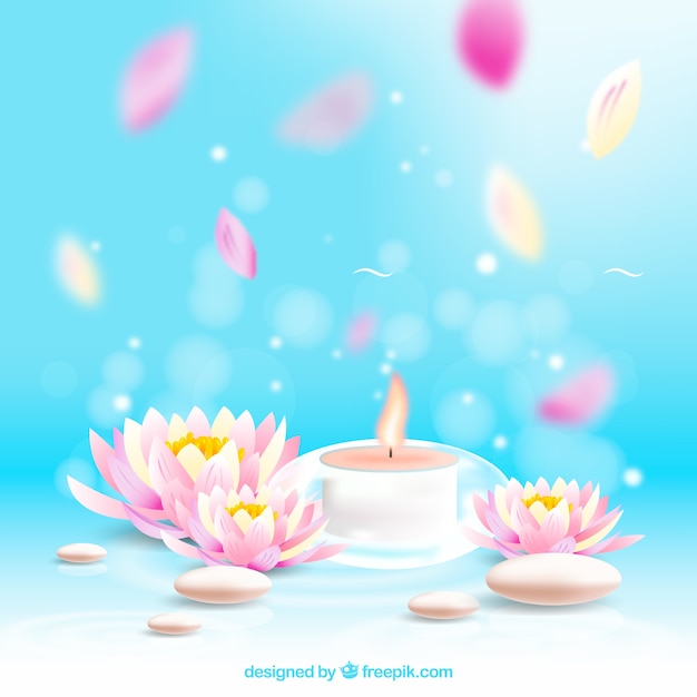 Free vector spa therapy background with candles in realistic style