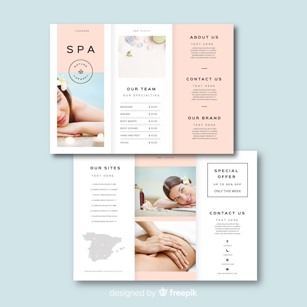 Spa trifold brochure template