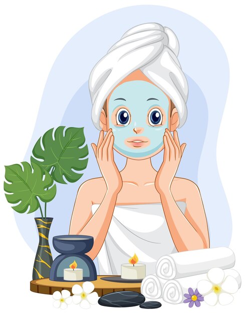 Spa woman applying facial mask