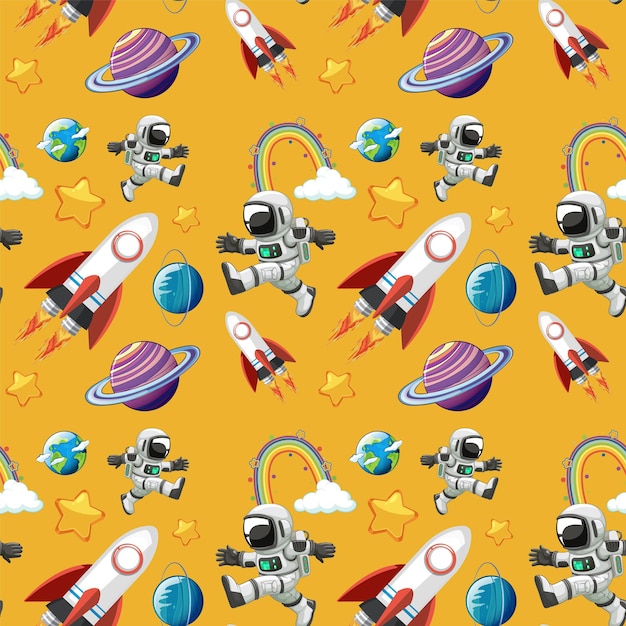 Free Vector space adventure seamless pattern