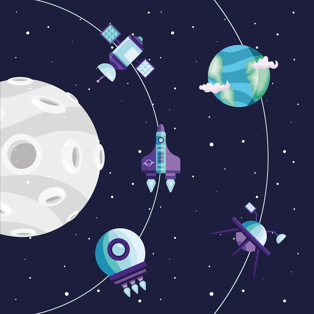 Free vector space elements orbiting the moon