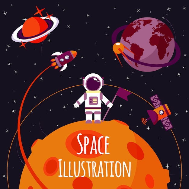 Free Vector space flat illustration