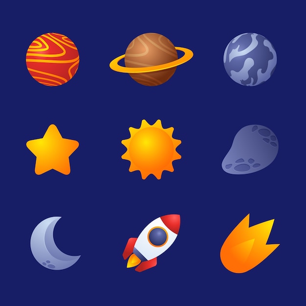 Free Vector space game elements