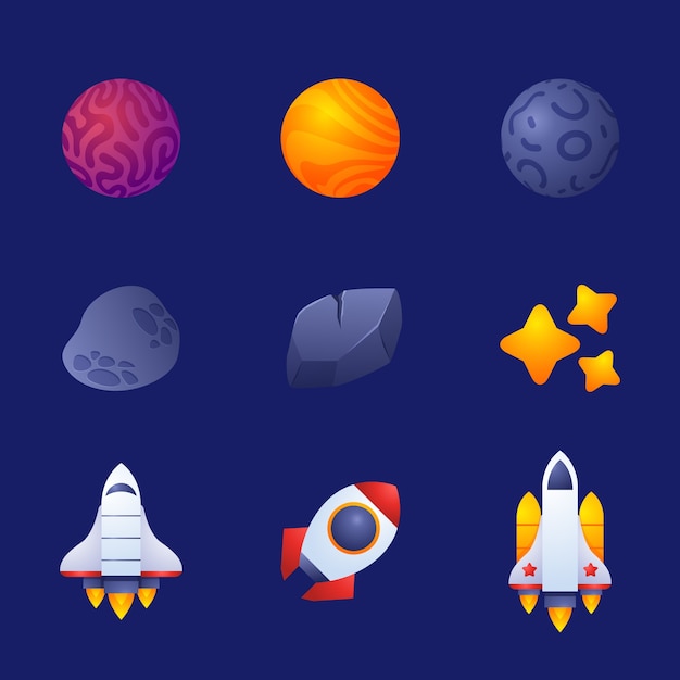 Free Vector space game elements