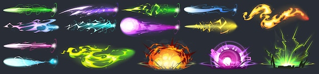 Free Vector space guns vfx effect laser blasters with beams