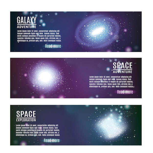 Free Vector space horizontal banners set