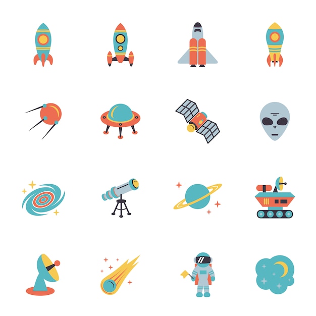 Space icons set