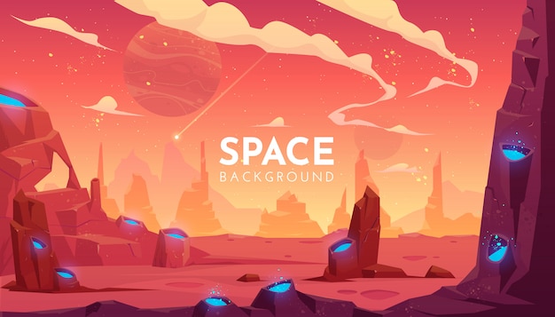 Space illustration, empty alien fantasy landscape