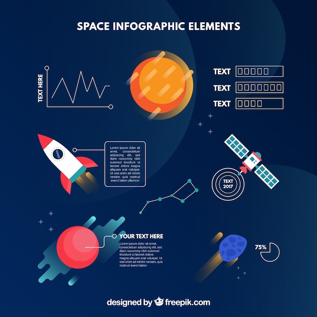 Free Vector space infographic elements