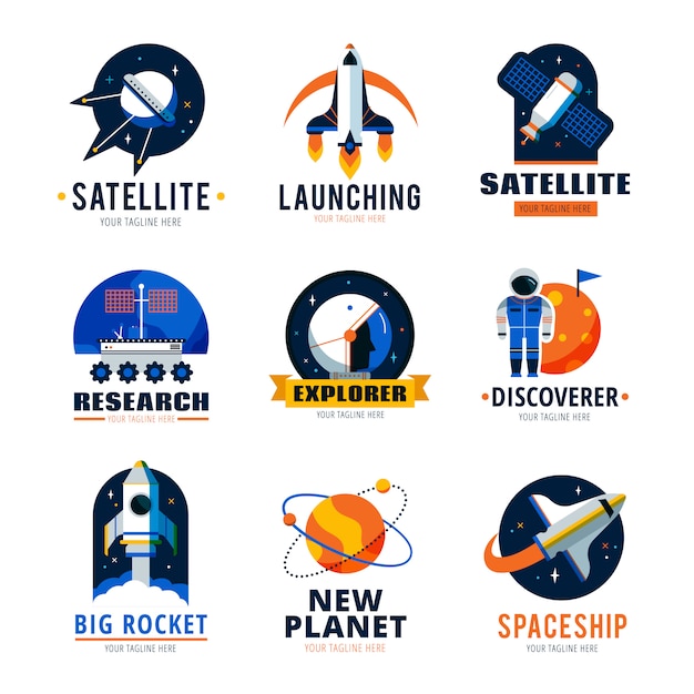 Space Logo Emblems Set