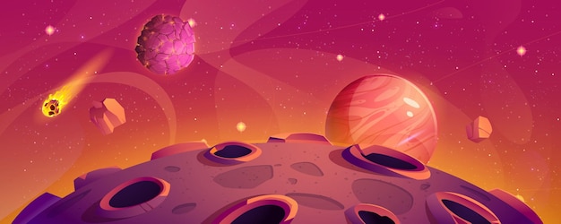 Space planet background cartoon game landscape