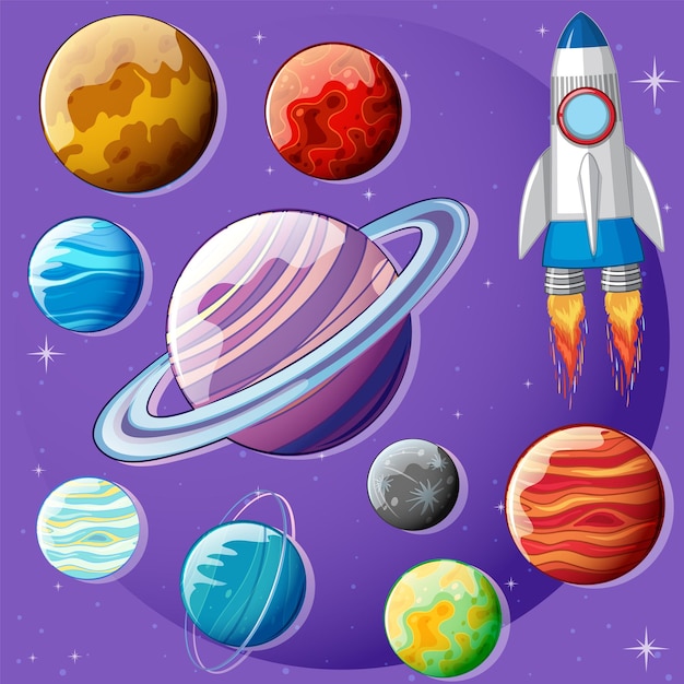 Free Vector space planets seamless pattern