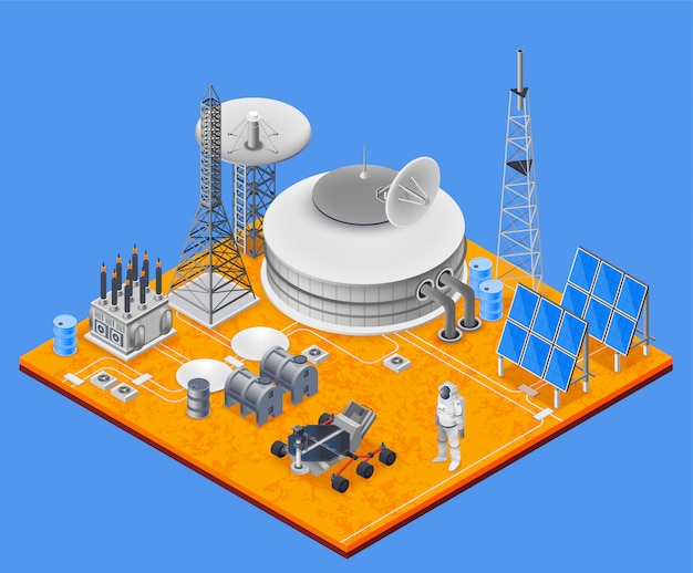 Free Vector  space station isometric concept 