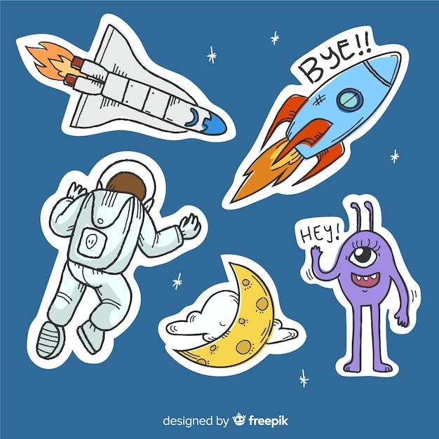 Space sticker cartoon design comic