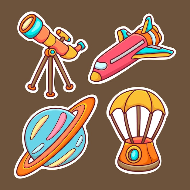 Free Vector space sticker icons hand drawn coloring vector