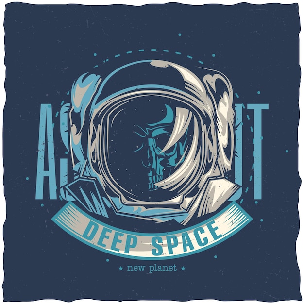 Free Vector space theme t-shirt design with illustration of dead astronaut