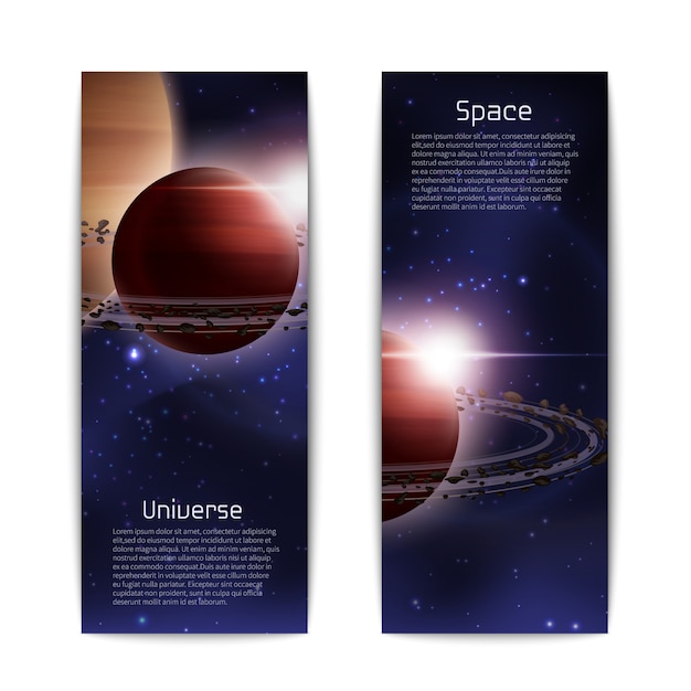 Space and universe banners vertical set 