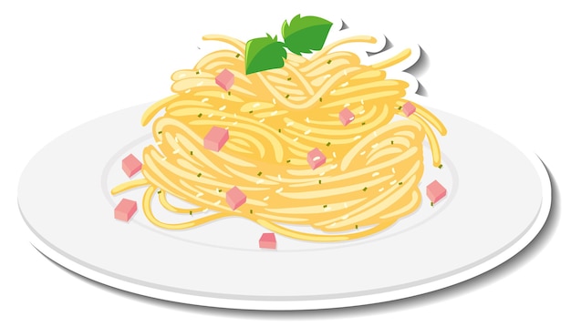 Free Vector spaghetti carbonara sticker on white