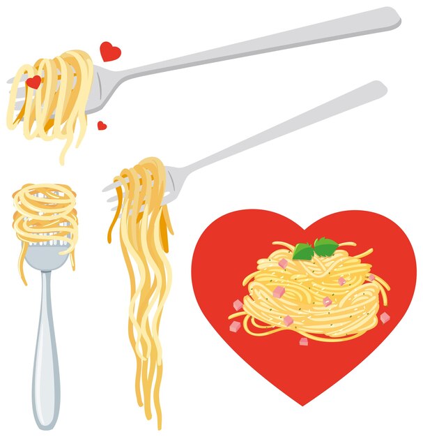 Spaghetti pasta and fork isolated