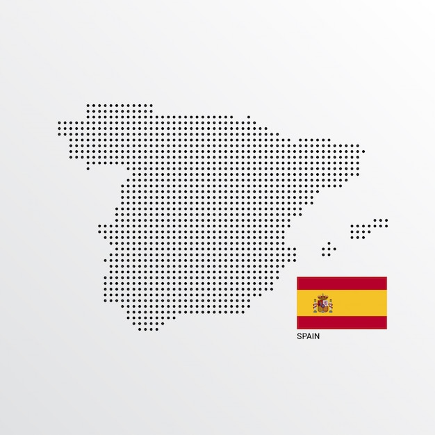 Spain Map design with flag and light background vector 