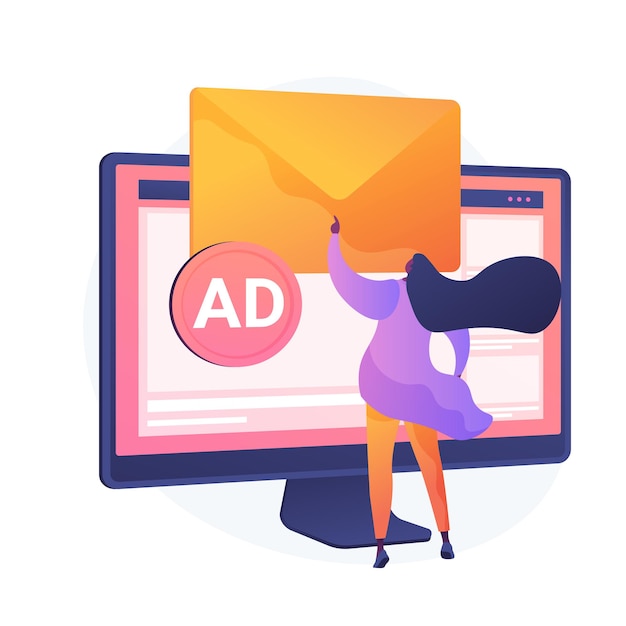 Free Vector spamming, email spam. girl cartoon character getting unsolicited ,undesirable electronic messages. advertising, messaging, commercial, newsletter. vector isolated concept metaphor illustration