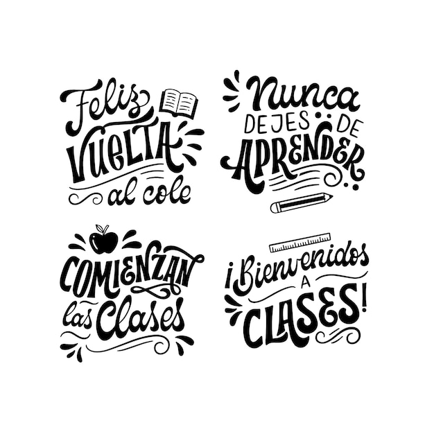 Free Vector spanish back to school stickers collection