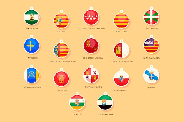 Free Vector spanish regions flag collection illustration