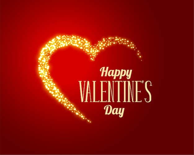 Free vector sparkle love golden heart on red background